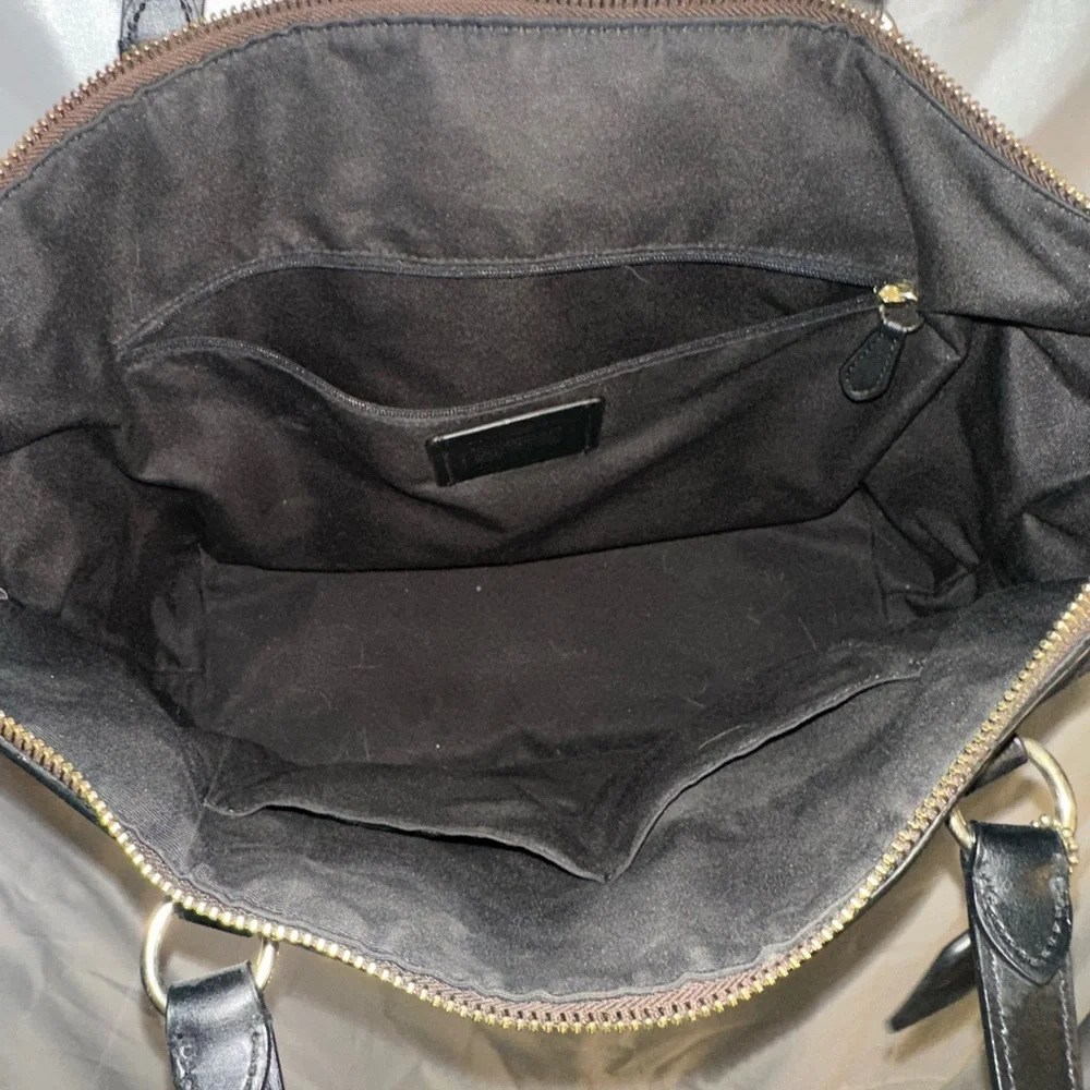 Coach Brown Signature Tote with Black Straps - Picture 2 of 3